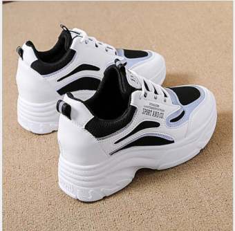 Giày thể thao nữ độn đế 2 màu full trắng và đen phản quang  cao 7cm thich hơp đi chơi , đi hoc ,đi làm