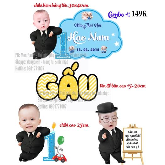 In hình chibi cỡ lớn trang trí sinh nhật cho bé  Phụ kiện để bàn đẹp rẻ  bền màu lâu  Shopee Việt Nam