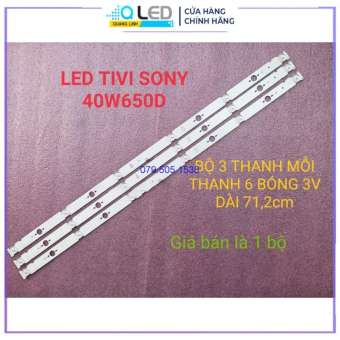 THANH ĐÈN LED TIVI SONY KDL- 40W650D HÀNG MỚI 100%, BỘ 3 THANH, MỖI THANH 6 BÓNG, MỖI BÓNG 3V, DÀI 71,2cm