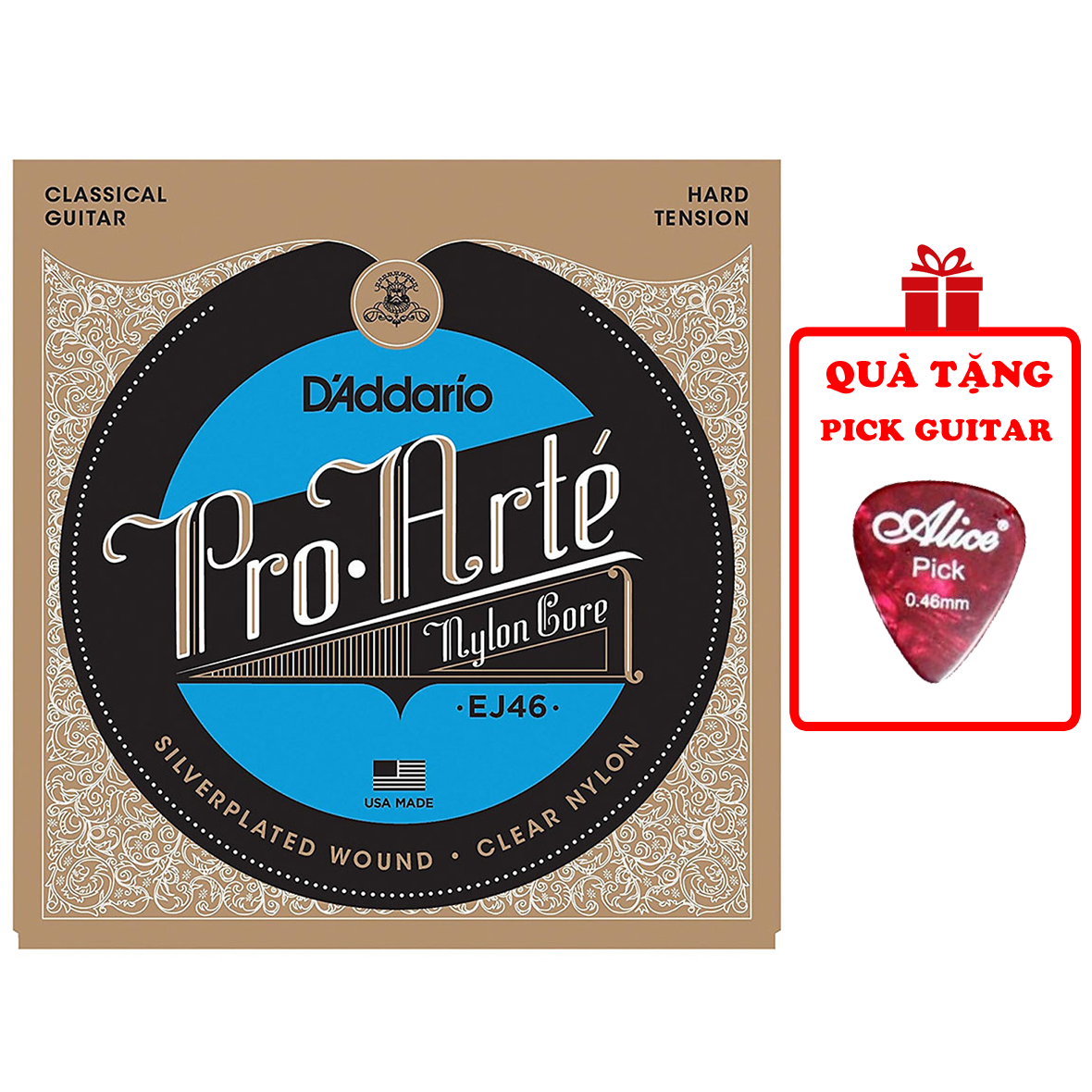 Dây đàn nylon d'addario ej46, dây đàn guitar classic d'addario ej46