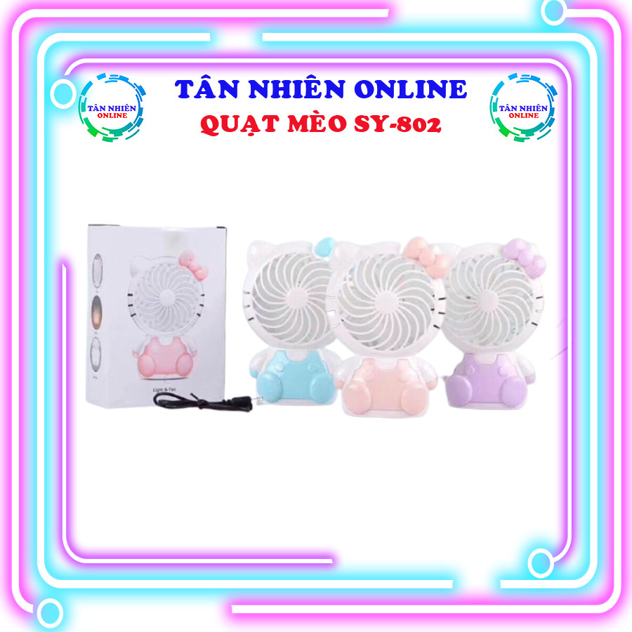 [Hỏa tốc] Quạt đèn doraemon hoặc mèo SY801/SY802 2in1 2 tốc độ quạt kiêm đèn có thể gấp gọn để bàn mang theo du lịch đi chơi tiện dụng, quạt mini, Tân Nhiên Online