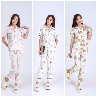 Đồ bộ ngủ nữ pijama đũi gân hoạ tiết tay ngắn quần dài ,đồ bộ mặc ở nhà chất vải đũi gân hoạ tiết freesize 40-60KG