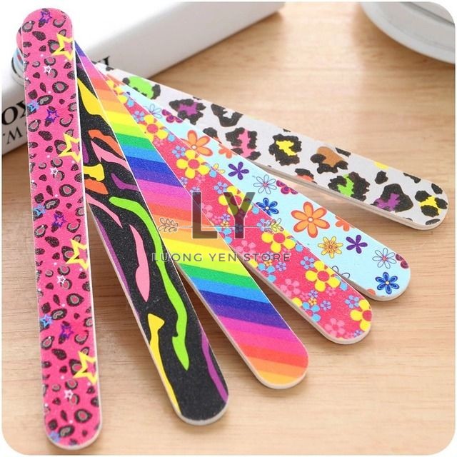Dũa móng tay giấy hình bông chuyên dụng 2 mặt làm Nail dài 17cm - Giao mẫu ngẫu nhiên