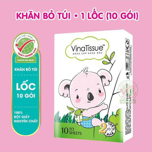 Combo giấy vệ sinh Premier Vinaroll không lõi và khăn giấy bỏ túi Vinatissue (Gói tiết kiệm)