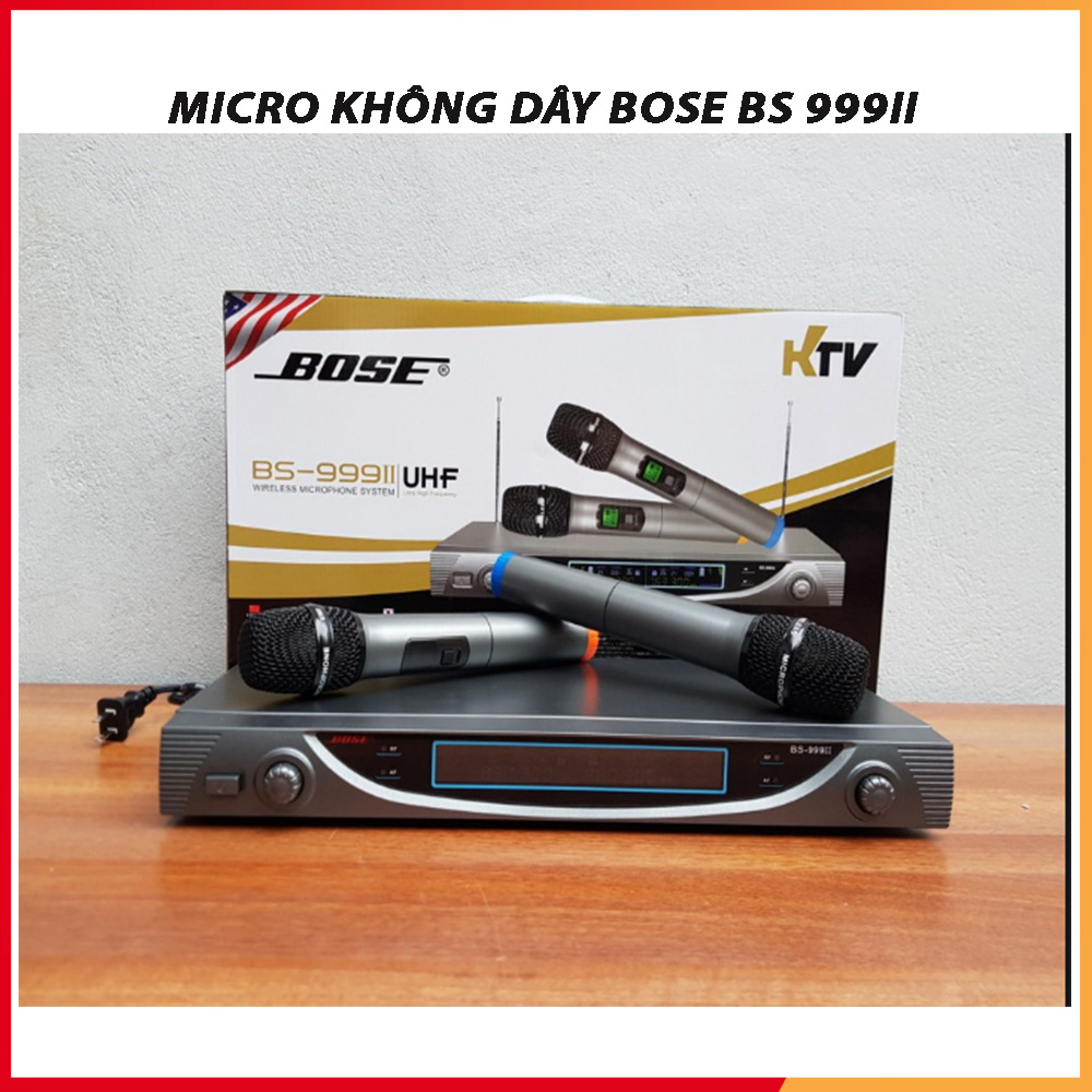 Mic không dây Bose BS 999II Tặng Kèm 2 Chống Lăn Micro - Micro karaoke không dây -Mic hát karaoke chống hú cao, Âm thanh trung thực, Micro karaoke gia đình - Bảo hành 12 tháng