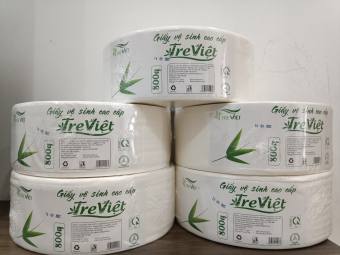 COMBO 5 cuộn Giấy vệ sinh CÔNG NGHIỆP TRE VIỆT CUỘN LỚN 800GAM