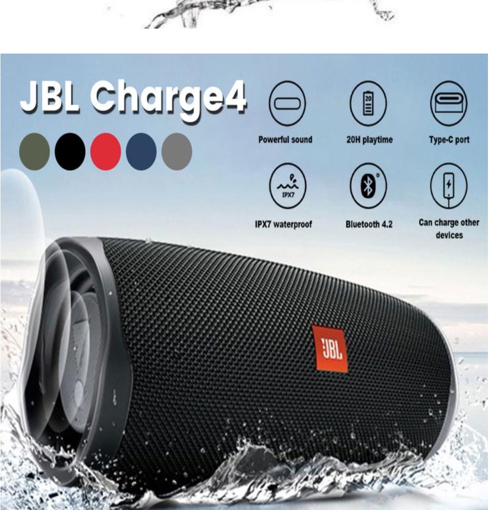 Loa bluetooth jbll charge 4 mini loa di động công suất 30w loa không dây pin 7500mah loa cầm tay chống nước vải chống sốc bluetooth 4.2 kết nối nhanh chóng.
