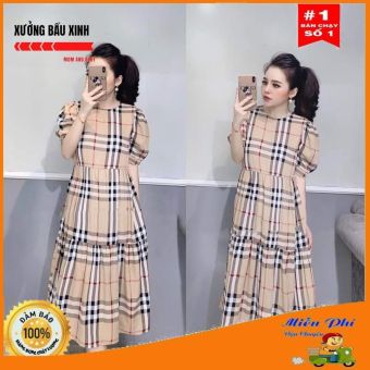 Đầm bầu xinh ❤️ Váy bầu bigsize thời trang công sở thiết kế cổ vuông chất lụa nhật