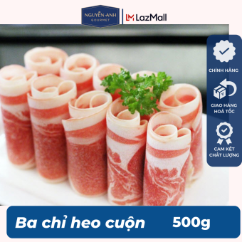 Ba chỉ heo cuộn 500g [tỷ lệ thịt/mỡ là 6/4] thích hợp thả lẩu, nướng, xào- Giao nhanh 2h HCM
