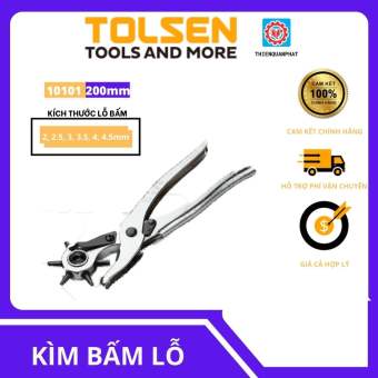 Kềm bấm lỗ Tolsen 10101 kích thước 200mm với đầu bấm lỗ từ 2-4.5mm là sản phẩm chuyên dùng để bấm thắt lưng, dây nịt, đồ da, giấy, nhựa với đầu bấm sắc bén