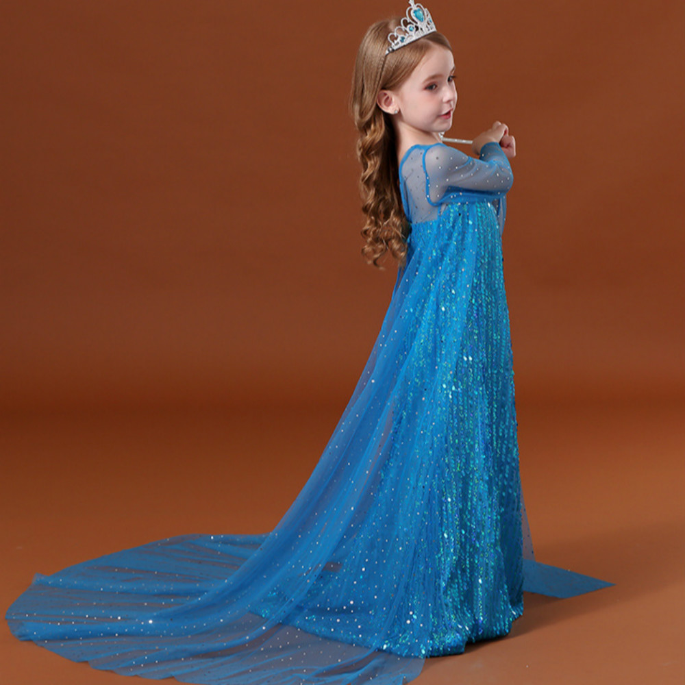Snow Queen Baby Girls Frozen 2 Elsa Blue Dress Halloween Cosplay