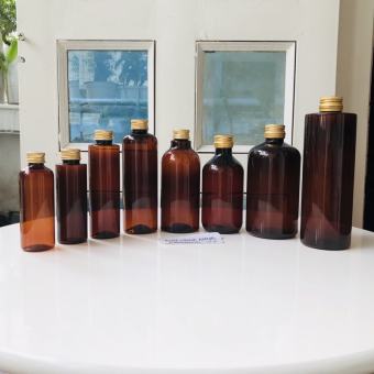 Chai nhựa Rỗng màu Nâu 500ml/ 300ml/ 200ml/ 100ml/ 50ml/ 30ml nắp vặn nhôm, nắp bật chiết Mỹ phẩm