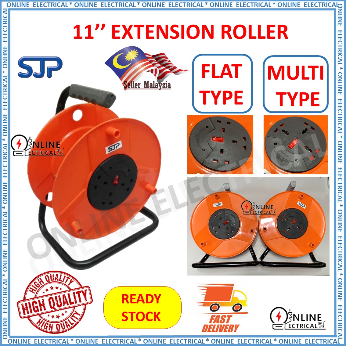 Selamat MAY Heavy Duty Extension Roller 2 Gang Socket Cable Reel