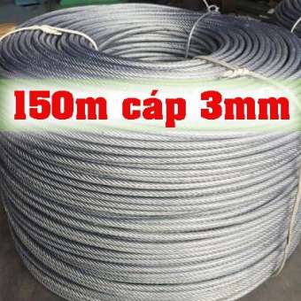 150m dây cáp bọc nhựa 3mm ( kèm 4 khóa cáp và 2 tăng đơ)