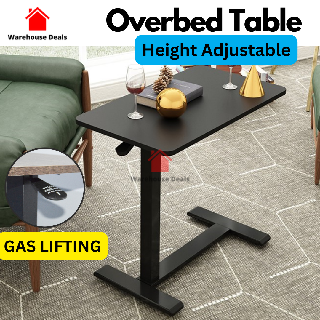 Studyset Overbed Table With Wheels, Overbed Desk Adjustable Overbed Table 4 Lockable Wheels Curved Edge Design Laptop Table Home Office Hospital Bedroom - View #9