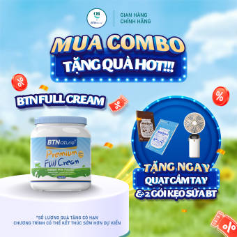 Sữa Tươi Dạng Bột Nguyên Kem BTNature Full Cream Hộp 1kg – Bổ Sung Năng Lượng, Canxi & Protein