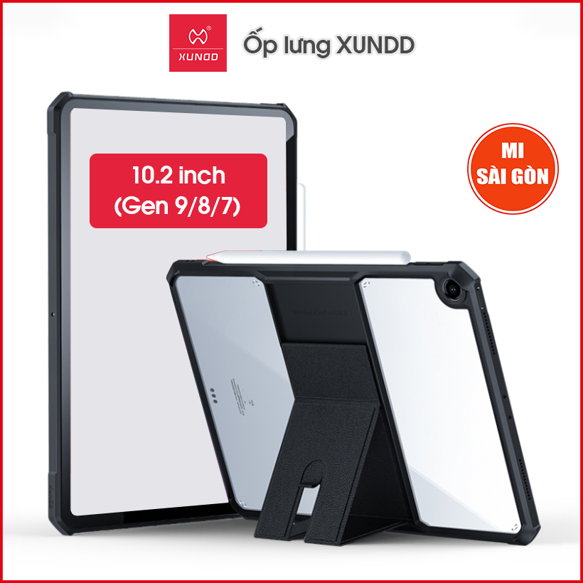 [Hỏa Tốc HCM] Ốp lưng XUNDD iPad 10.2 inch / iPad Gen 9 / 8 / 7 - Chống shock, Mặt lưng trong suốt, Viền TPU, CÓ CHÂN ĐỨNG