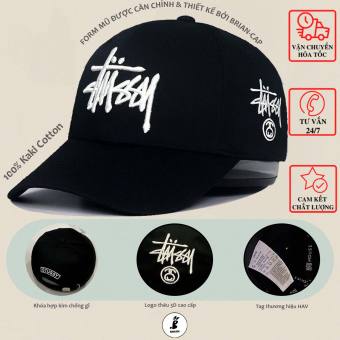 Mũ lưỡi trai nón kết Stussy đen logo thêu 3D nổi siêu hot cho nam nữ, mũ nón thể thao Hàn Quốc dành cho chạy bộ, du lịch