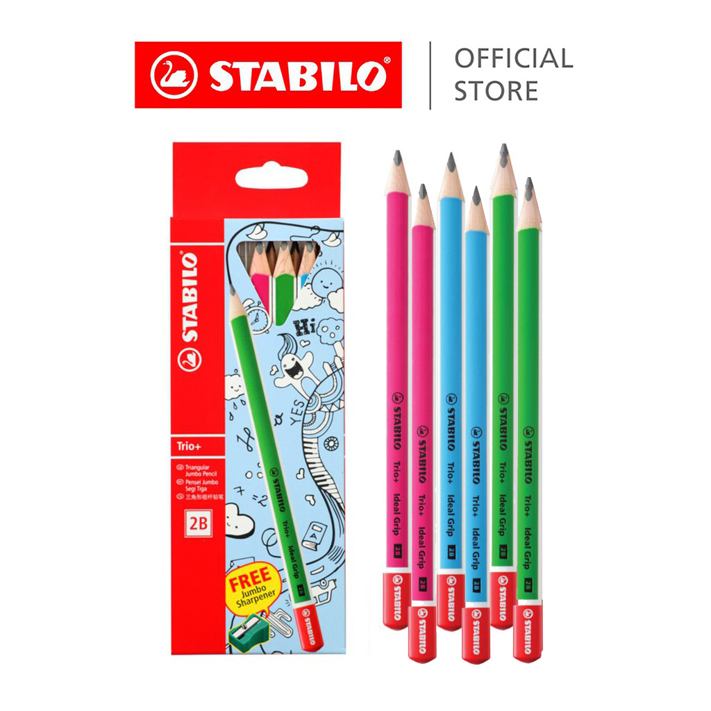 Stabilo Trio Thick Easy Grip Pencils - Set of 3 HB Pencils - 5