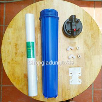 Bộ Cốc Lọc Nước Thô Đầu Nguồn - Bộ Cốc Lọc 20 inch Full Cút Out/In + Giá Treo