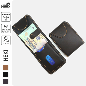 Ví Sen/Ví Nam/Bóp Nam Mini HEKI da bò thật nguyên tấm VS24