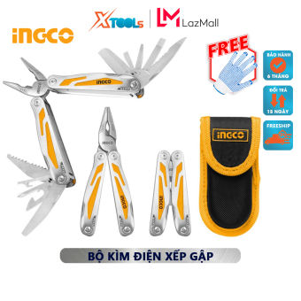 Bộ kìm điện gập/xếp 15 chi tiết INGCO HFMFT0115 | Bộ dao gập/xếp Kích thước tổng thể 155 mm Kích thước đóng 100 mm Có 15 công dụng cắt - 36/T bấm, cắt, tuốt (vỏ dây điện), uốn... [CHÍNH HÃNG] [XTOOLs]