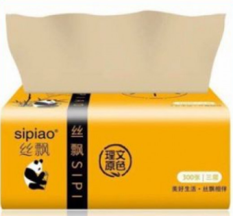 Giấy Ăn Gấu Trúc Chính Hãng Sipiao, Độ Dai Tự Nhiên Có Thể Dùng Thay Khăn Giấy Ướt (Gói 300 Tờ)
