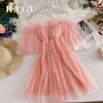 IELGY Áo Hai Dây Một Vai Đầm Ống Lưới Không Dây, Phụ Nữ