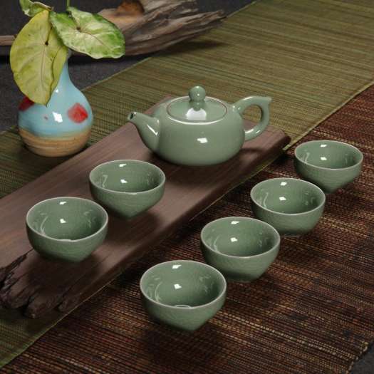 BỘ ẤM CHÉN PHA TRÀ MEN NGỌC 3D HÌNH CÁ