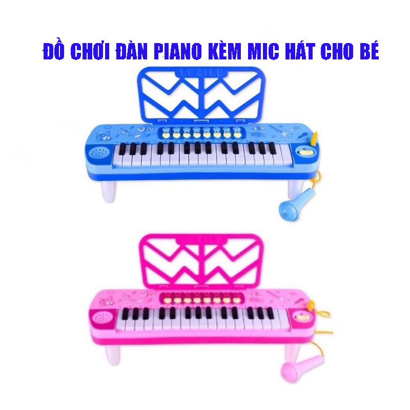 Đồ chơi đàn piano, đàn nhựa cho bé có đèn nhạc và micro chuẩn âm