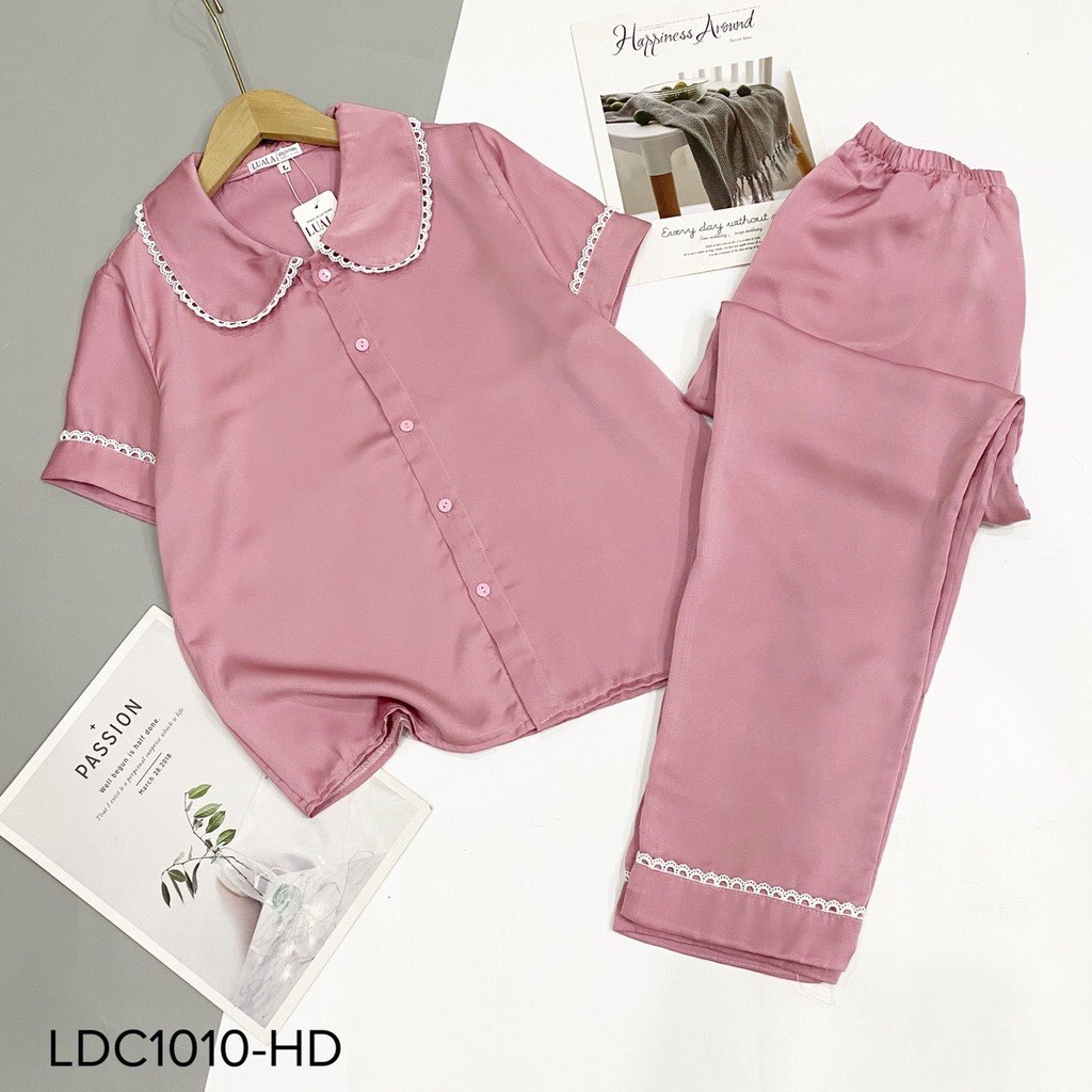 Bộ ngủ bijama lụa latin cao cấp mềm mịn mặc nhà CD01