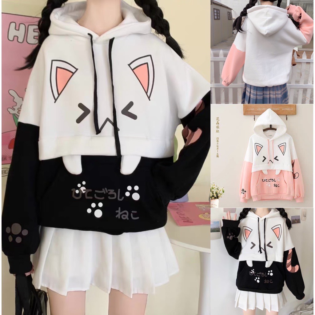 [HCM]ÁO KHOÁC HOODIE MÈO TAI THỎ SWEATER UNISEX NAM NỮ PHỐI NÓN VẢI KHÔNG XÙ LÔNG CỰC CHẤT1RED SHOP