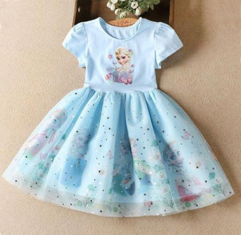 Đầm Công Chúa Chất Liệu Cotton Đính Sequin Hình Elsa Anna Thời Trang Cho Bé Gái