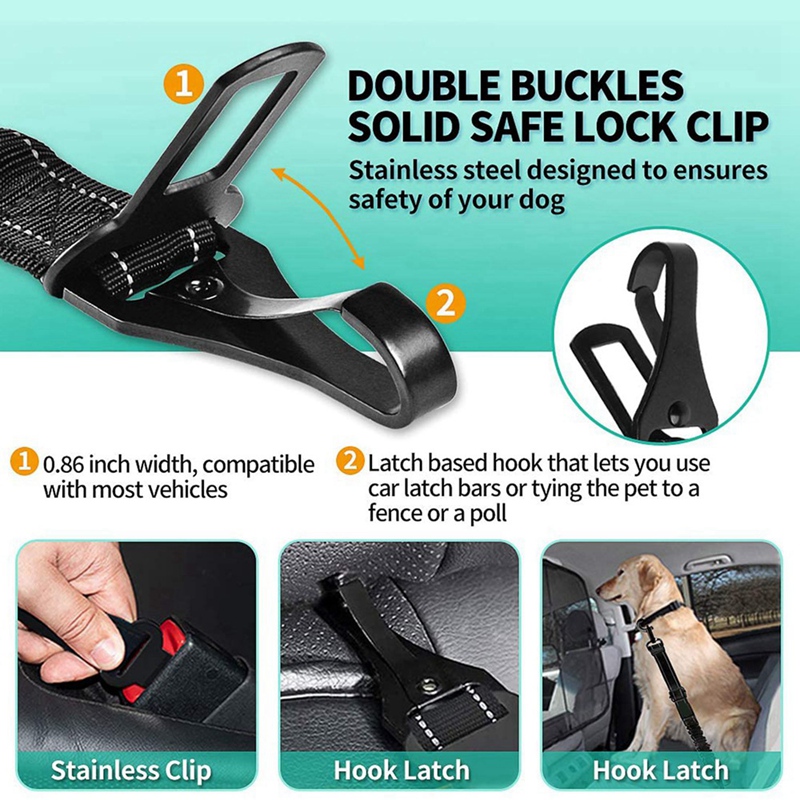 Dog Seat Belt2-In-1 Dog Car Seat Belts 2 Pack Pet Car Seat Belts Adjustable Heavy