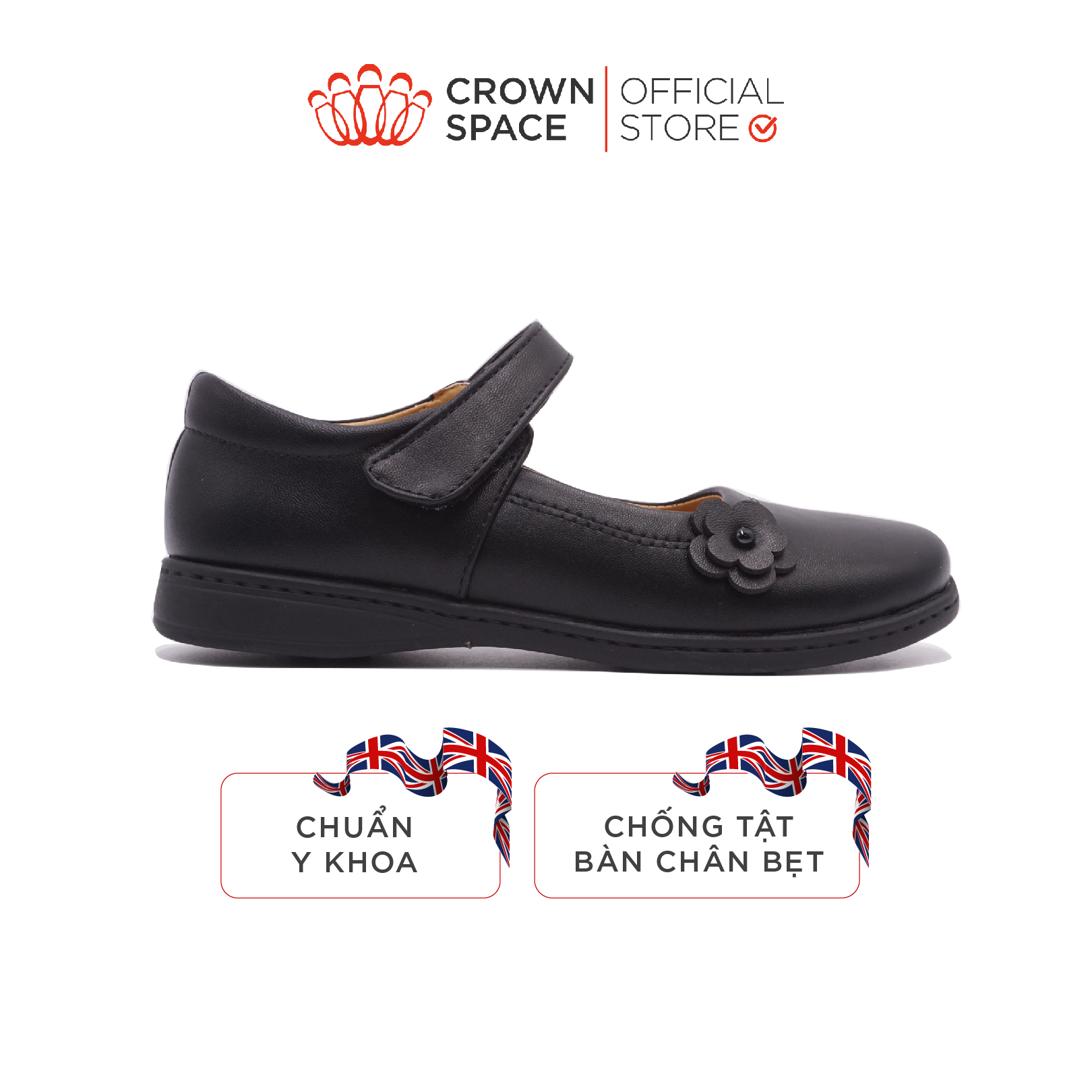 Giày đi học bé gái cao cấp crown space cruk3059 thiết kế chuẩn y khoa size 33-38