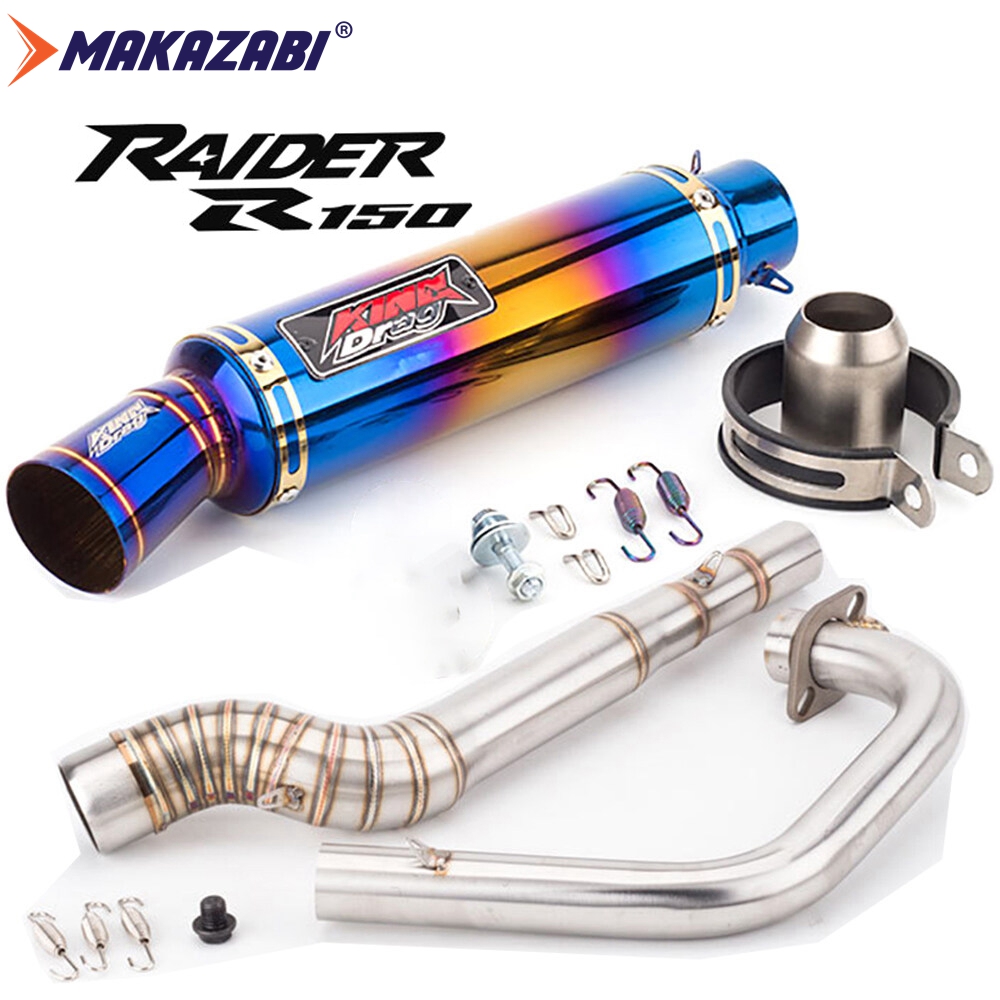 For Suzuki Raider 150 Raider 150 Fi R150 Motorcycle muffler Tailpipe+Front Link Slip On Middle Pipe Exhaust Pipe Stainless Steel ราคา 3,206 บาท*ส่งฟรี