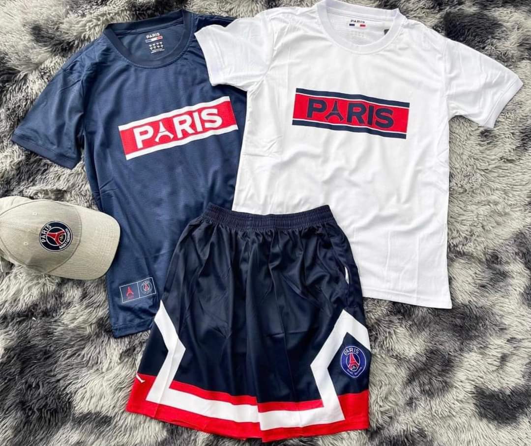 Bộ quần áo thể thao thời trang CLB bóng đá PSG Paris Saint-Germain quần có túi màu trắng tím than