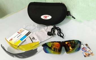 Bộ 1 kính mát thể thao 3 tròng ROBESBON KN89 (Đen phối đỏ)