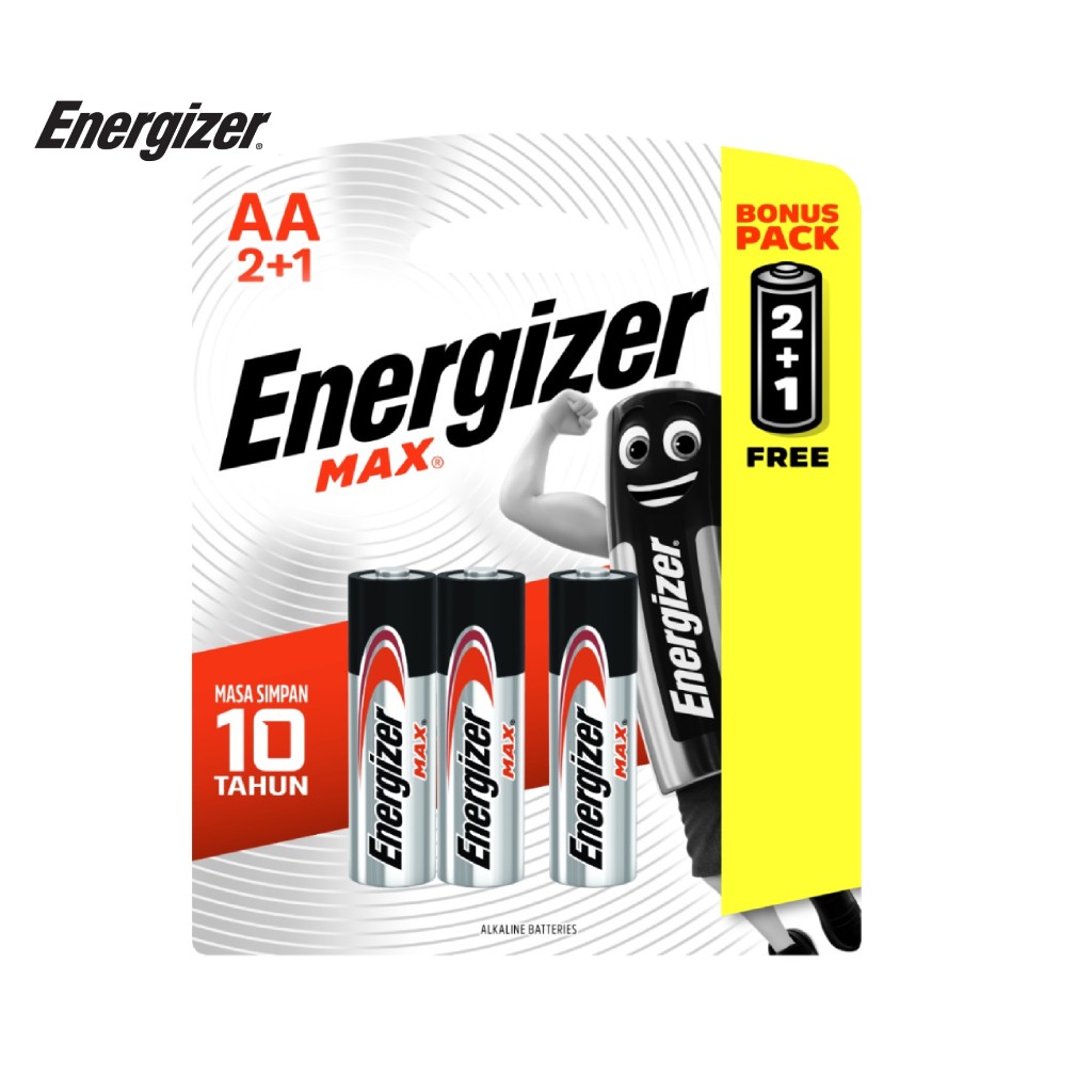 Vỉ 3 viên pin tiểu aa energizer max e91 bp 2+1