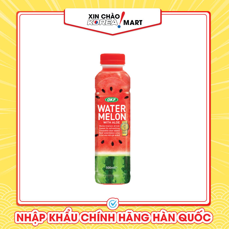 Nước trái cây Hàn Quốc OKF Watermelon With Aloe 500ml Xin Chào Korea Mart