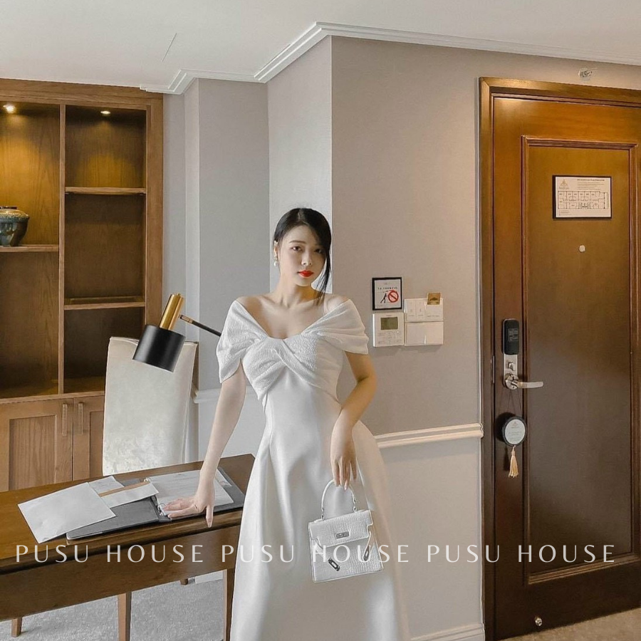 Đầm tiểu thư trễ vai cc-d30 -pusu house