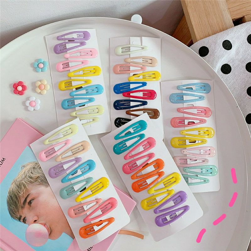 Set 10 cái khác màu | kẹp tóc bấm hình giọt nước phủ bóng màu trơn