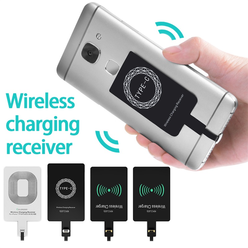 Bộ thu sạc không dây qi nhẹ cho samsung huawei xiaomi bộ chuyển đổi sạc không dây nhanh micro usb type c thông dụng