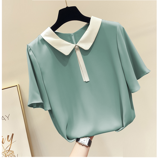 ÁO KIỂU NỮ CỔ LÁ SEN TAY BÈO-AP0018