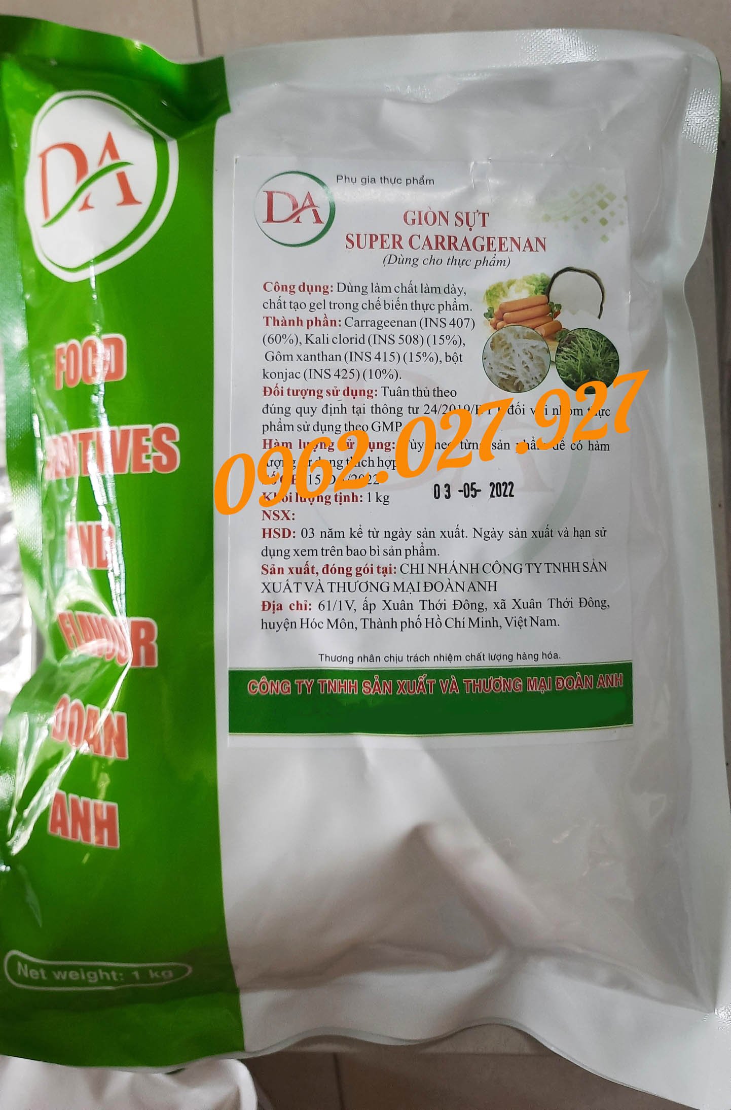 CARRAGEENAN/ Phụ gia ĐOÀN ANH/ Phụ gia an toàn thay thế hàn the/ Tạo giòn dai cho chả lụa