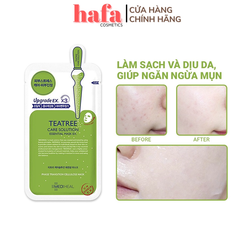 Mặt Nạ Dưỡng Da Giảm Mụn, Làm Dịu Da Chiết Xuất Tràm Trà Mediheal Teatree Care Solution Essential Mask Ex 24ml _ Mediheal Chính Hãng