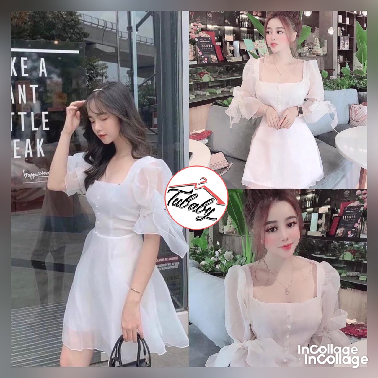 [HCM] Đầm Nữ Voan Lụa 2  Lớp ( Màu Trắng Sang Trọng ) Đính Nút Cườm Tay Nơ Free Size Dưới 57kg Phù Hợp Với Mọi Phong Cách Dành Cho Các Nàng Dạo Phố