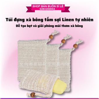 Túi lưới đựng xà bông sợi linen tự nhiên tạo bọt xà phòng - Shop Bán Buôn Sỉ Lẻ