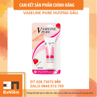 Son dưỡng Vaselin Pure hương dâu, Vaseline pure chống nứt nẻ, mềm môi tuýp 10g.