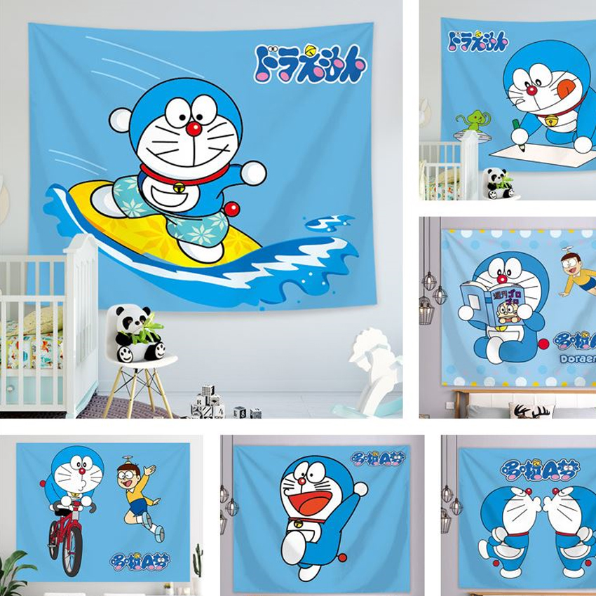Tranh vải treo tường doraemon,trang trí phòng ngủ, phòng khách, homestay, thảm vải treo tường doremon decor góc học tập, nhà cửa phong cách bắc âu siêu đáng yêu, tặng kèm phụ kiện móc treo tranh - jupy decor